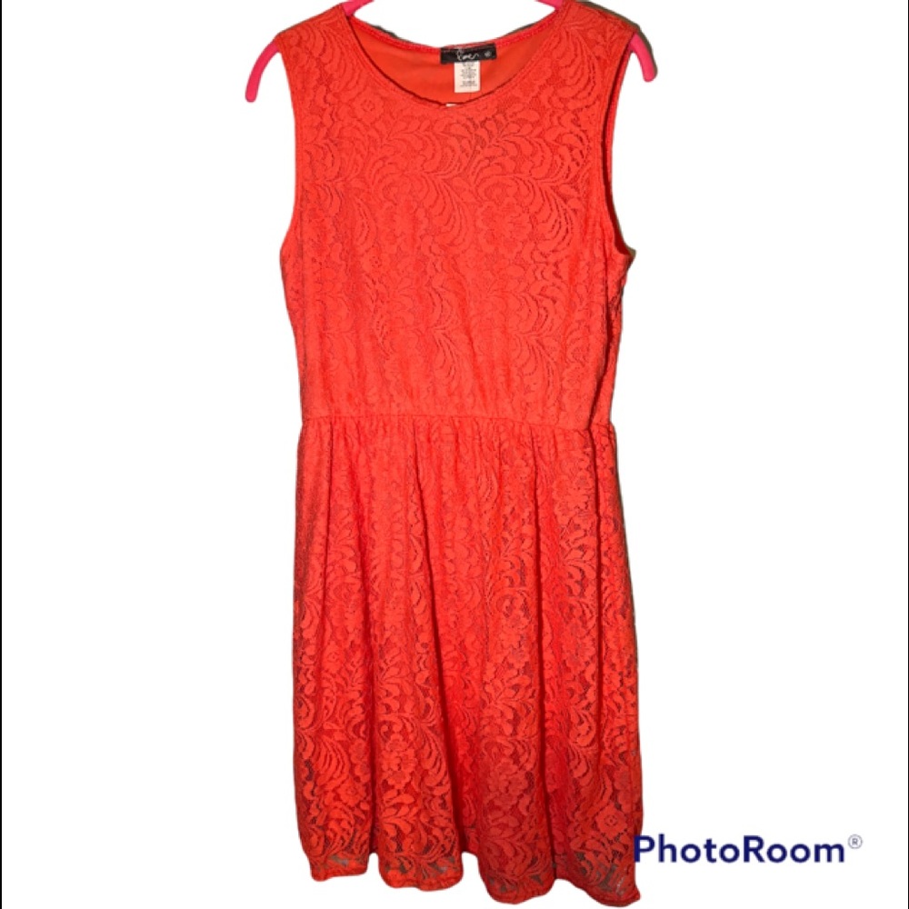 Coral Lace Lined sleeveless dress. Youth XL.